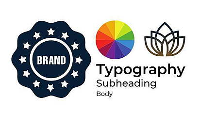 Core branding elements like colors, typography and logo.